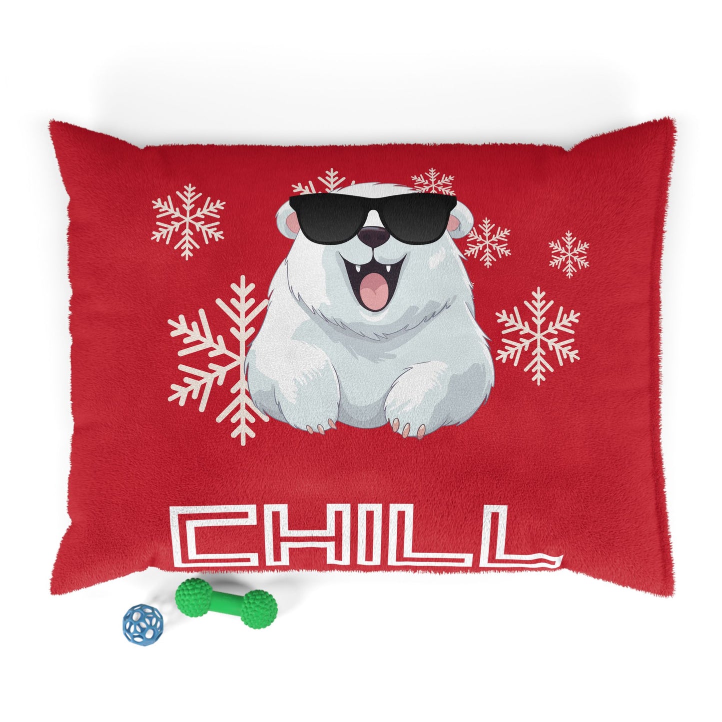 Chill with Polar Bear Pet Bed, Dark Red