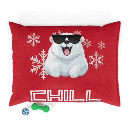 Chill with Polar Bear Pet Bed, Dark Red