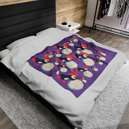 Snow Time Velveteen Plush Blanket - Light purple