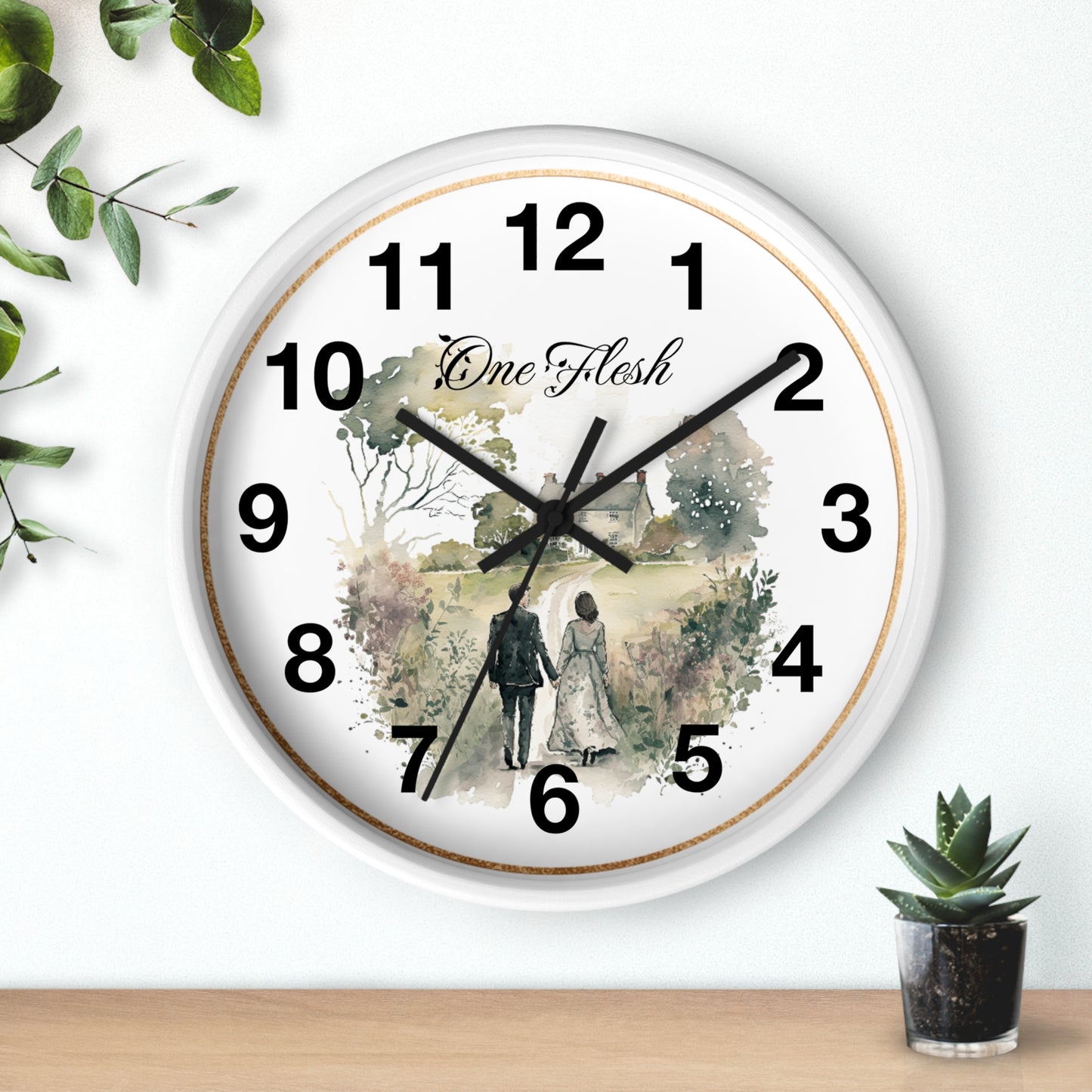 One Flesh Wall Clock, Christian, housewarming, new couple, vintage, wedding,