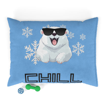 Chill with Polar Bear Pet Bed, Light Blue