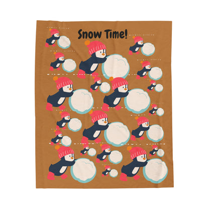 Snow Time Velveteen Plush Blanket - Light brown