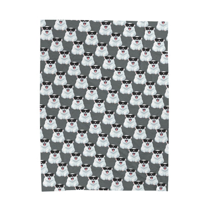 Polar Bear Velveteen Plush Blanket - Dark Gray
