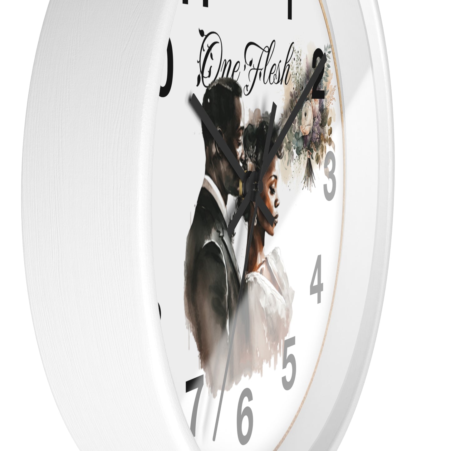 One Flesh Wall Clock, Christian, housewarming, afroamerican, new couple, wedding