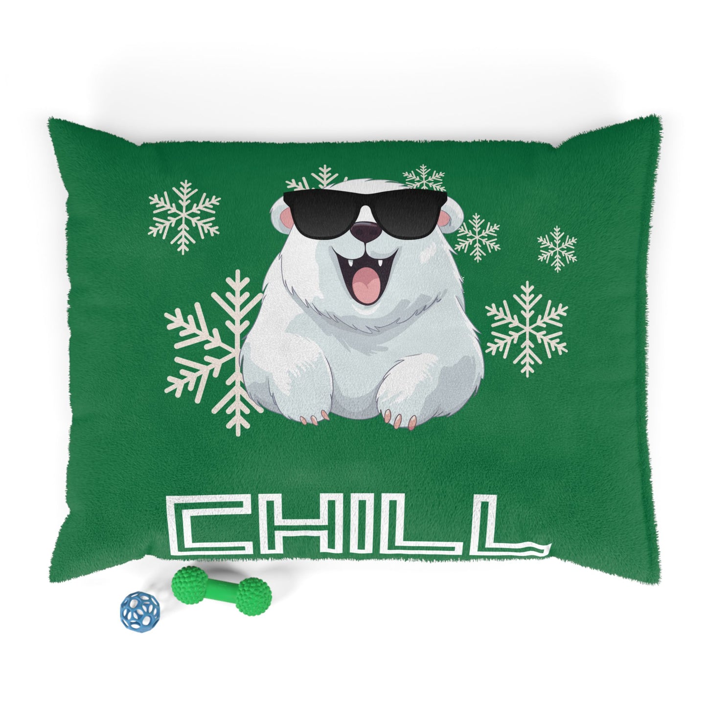 Chill with Polar Bear Pet Bed, Dark Green