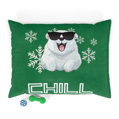Chill with Polar Bear Pet Bed, Dark Green