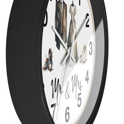 Mr & Mrs Wall Clock, vintage design, new couple, anniversary, housewarming gift
