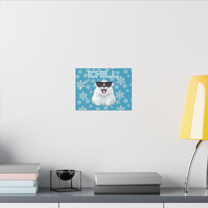 Chill, Polar Bear, Matte Canvas, Stretched 0.75", wall art, snowflakes