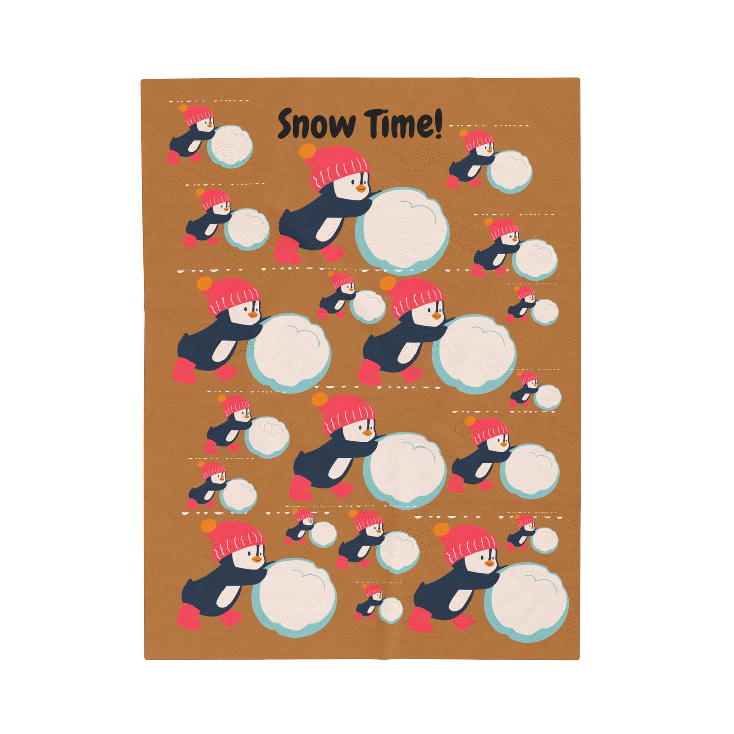 Snow Time Velveteen Plush Blanket - Light brown