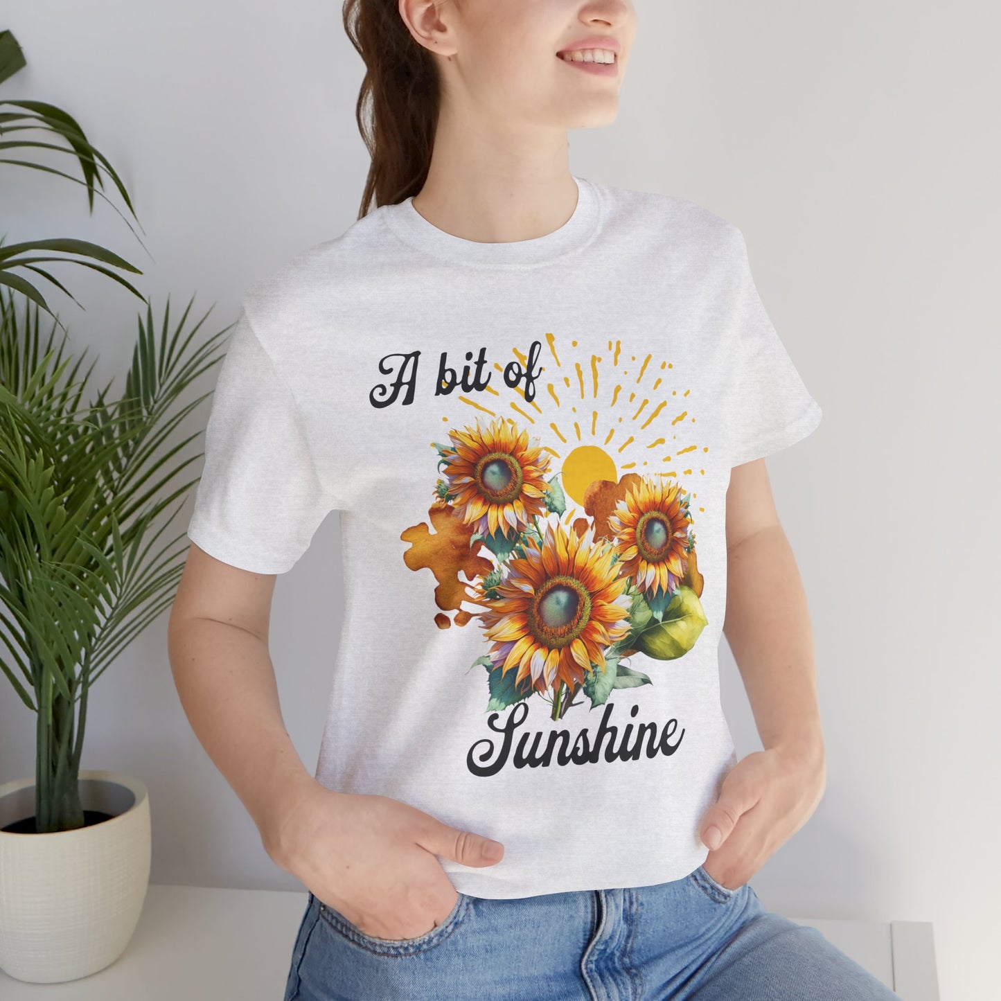A Bit Of Sunshine Sunflower T-shirt, Bella + Canvas, spring, summer
