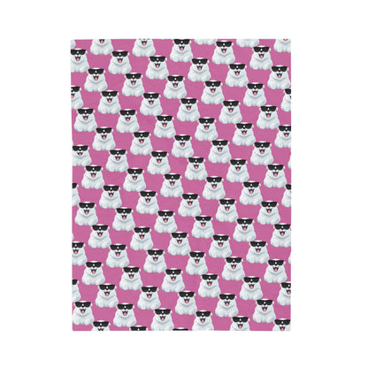Polar Bear Velveteen Plush Blanket - Light Pink