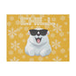Chill, Polar Bear, Matte Canvas, Stretched 0.75", wall art, snowflakes - yellow