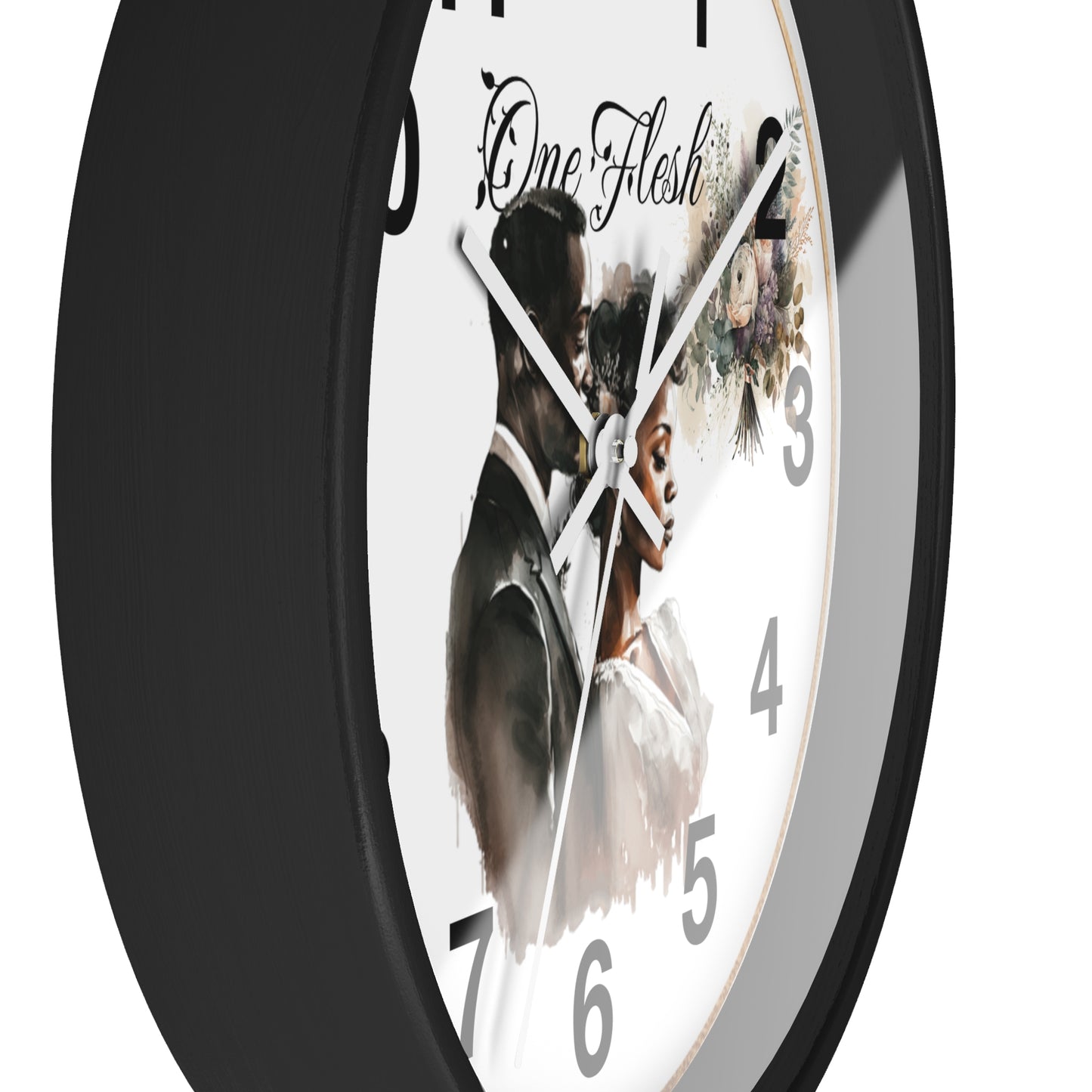 One Flesh Wall Clock, Christian, housewarming, afroamerican, new couple, wedding