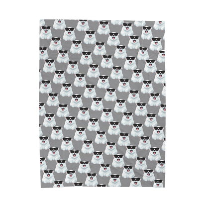 Polar Bear Velveteen Plush Blanket - Gray