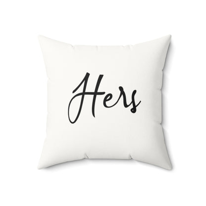 Mrs.' Faux Suede Pillow- vintage design, Wedding, Anniversary, ('Her' on back)