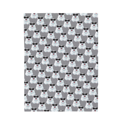Polar Bear Velveteen Plush Blanket - Gray