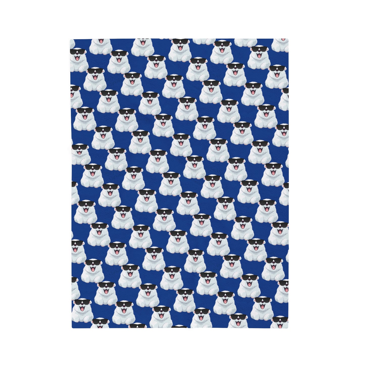 Polar Bear Velveteen Plush Blanket - Dark blue