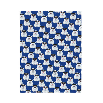Polar Bear Velveteen Plush Blanket - Dark blue