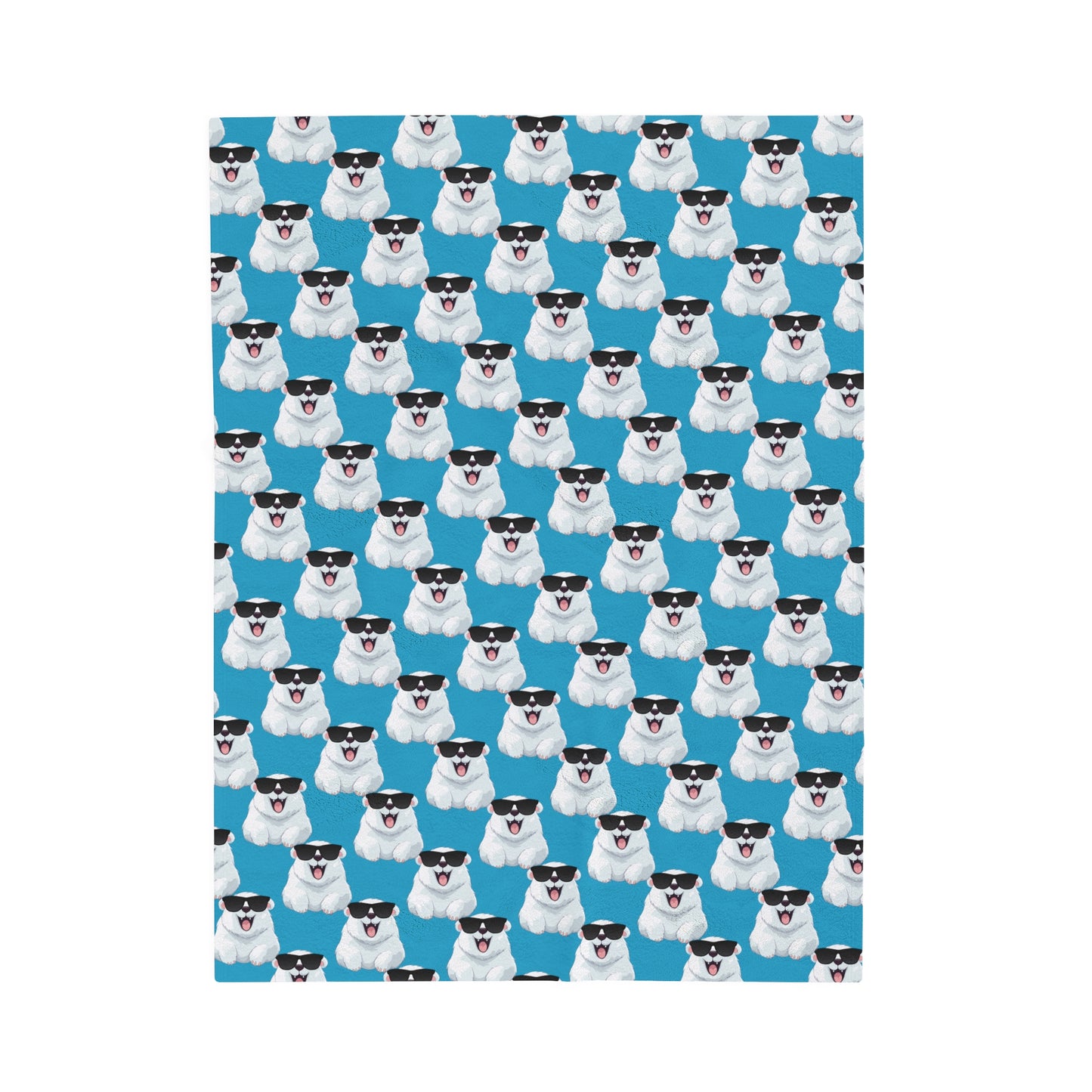 Polar Bear Velveteen Plush Blanket - Turquoise