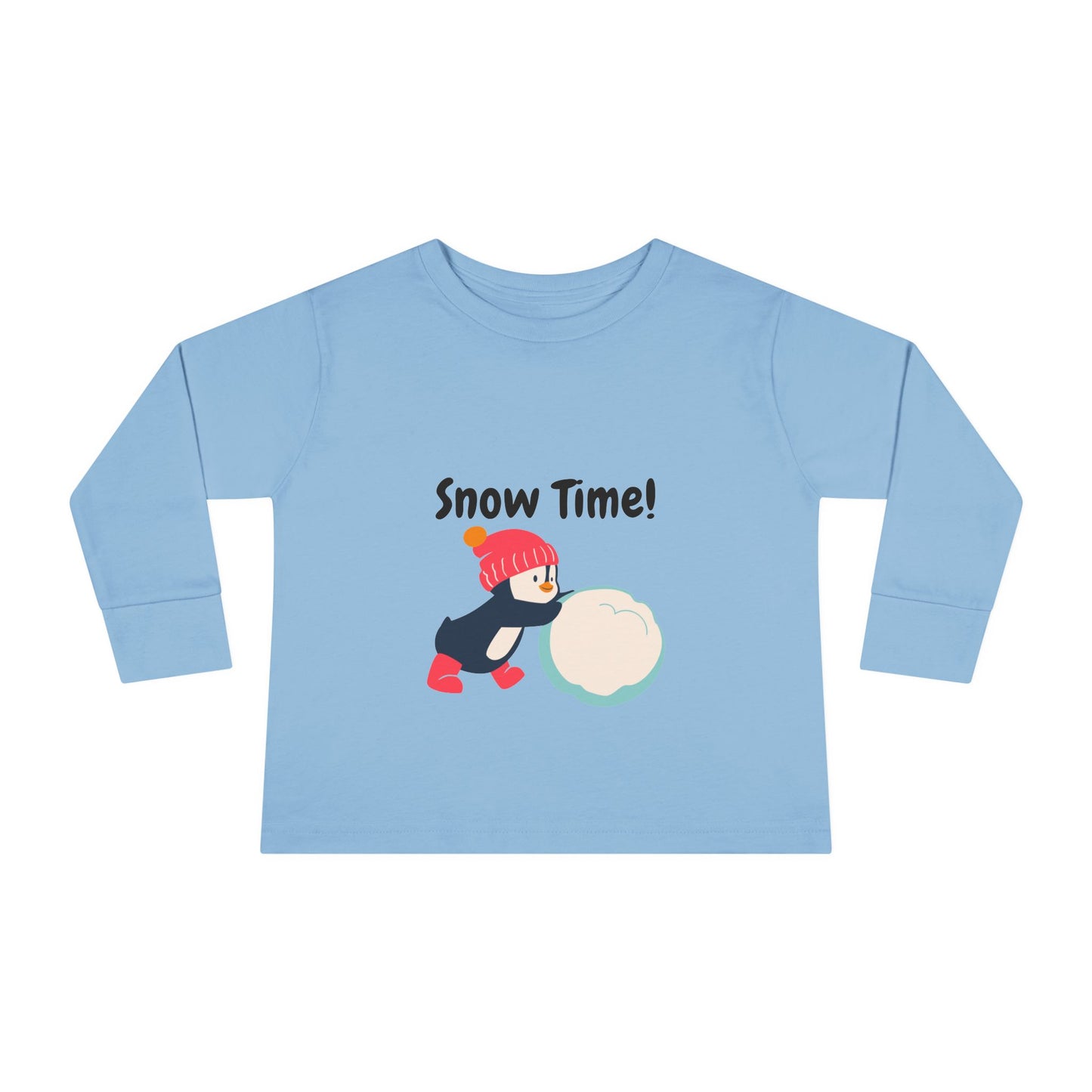 Snow Time Toddler Long Sleeve Tee, penguin, Christmas, birthday