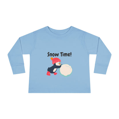 Snow Time Toddler Long Sleeve Tee, penguin, Christmas, birthday