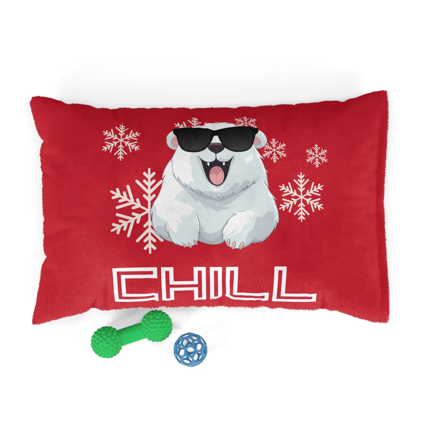 Chill with Polar Bear Pet Bed, Dark Red