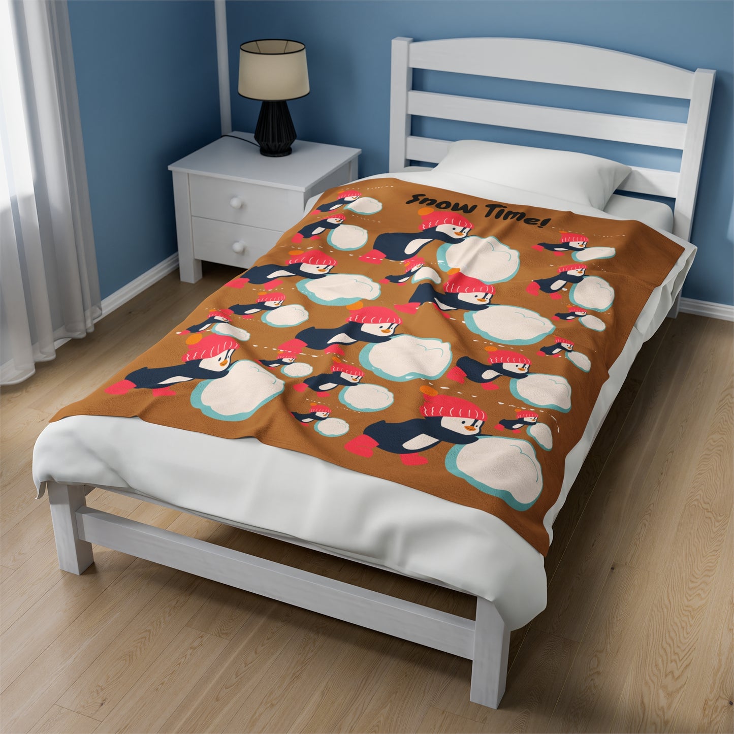 Snow Time Velveteen Plush Blanket - Light brown
