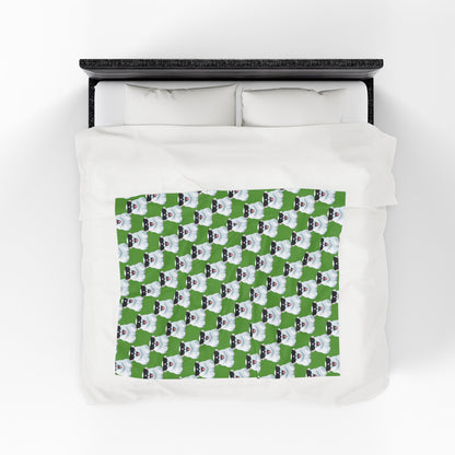 Polar Bear Velveteen Plush Blanket - Green