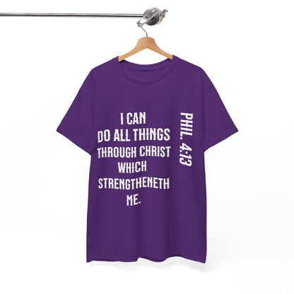 All things through Christ, Unisex Heavy Cotton Tee, Philippians 4:13
