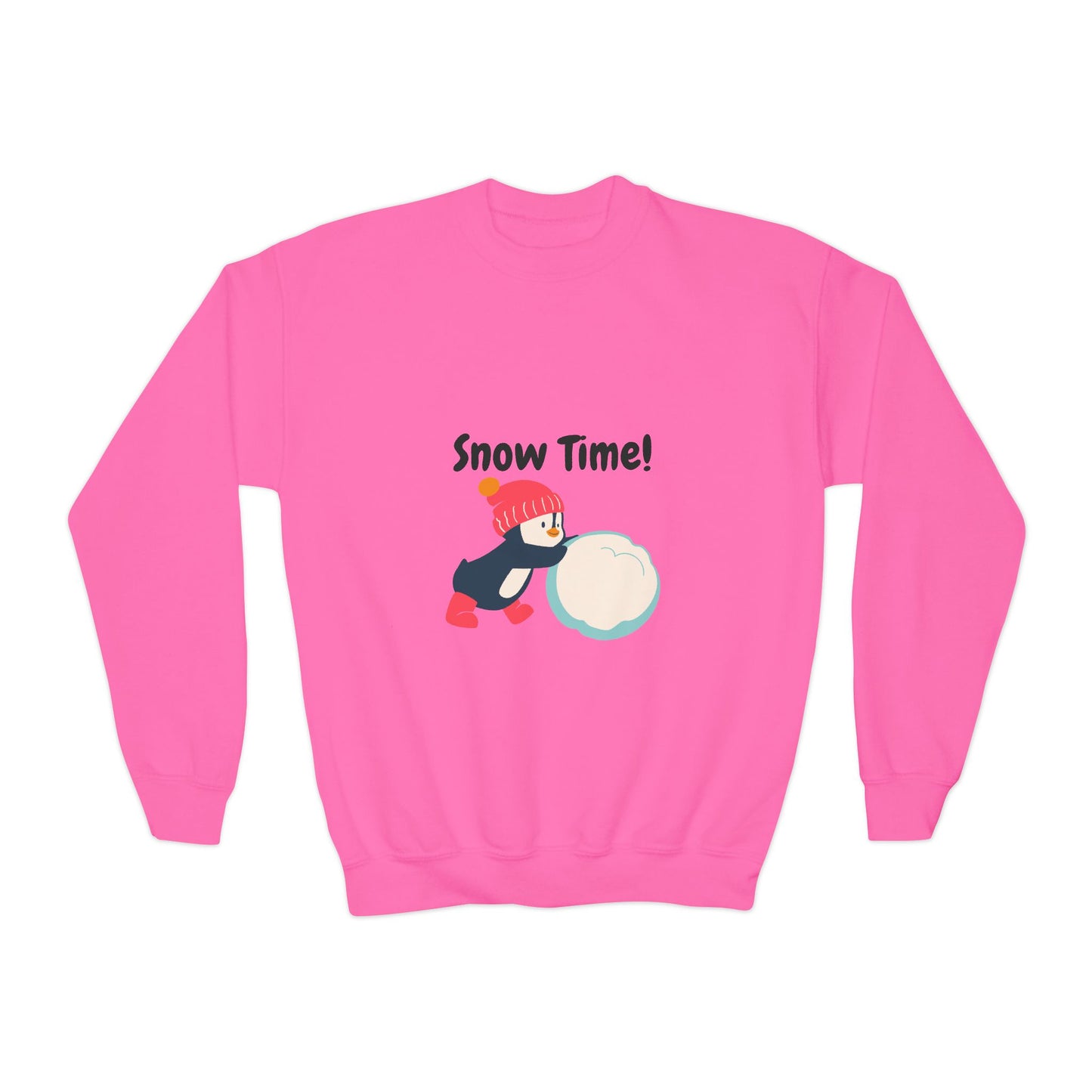 Snow Time Youth Crewneck Sweatshirt, penquin, Christmas