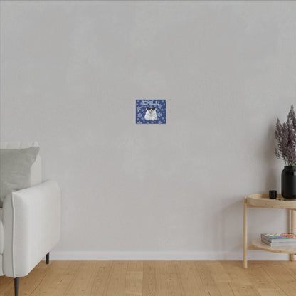Chill, Polar Bear, Matte Canvas, Stretched 0.75", wall art, snowflakes - blue