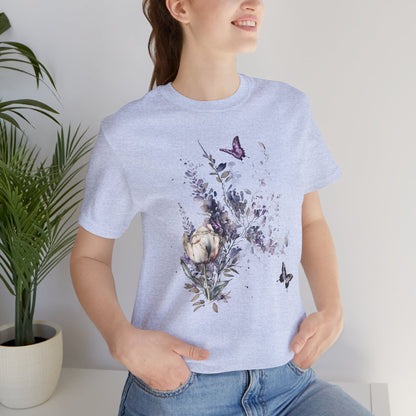 Flowers and Butterflies, Bella + Canvas T-shirt, spring, summer