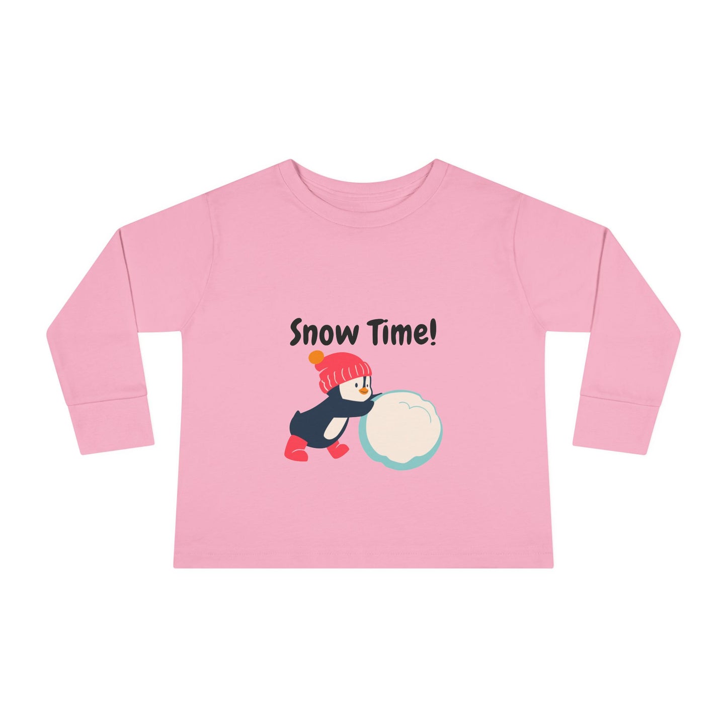 Snow Time Toddler Long Sleeve Tee, penguin, Christmas, birthday