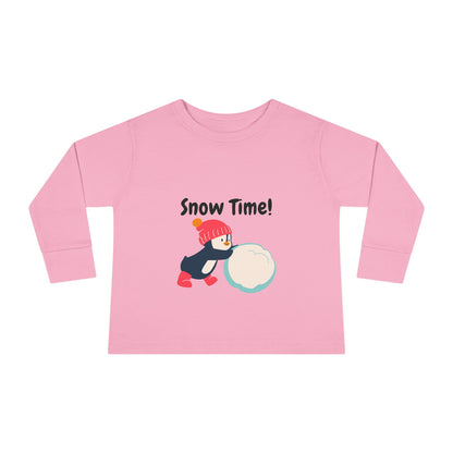 Snow Time Toddler Long Sleeve Tee, penguin, Christmas, birthday