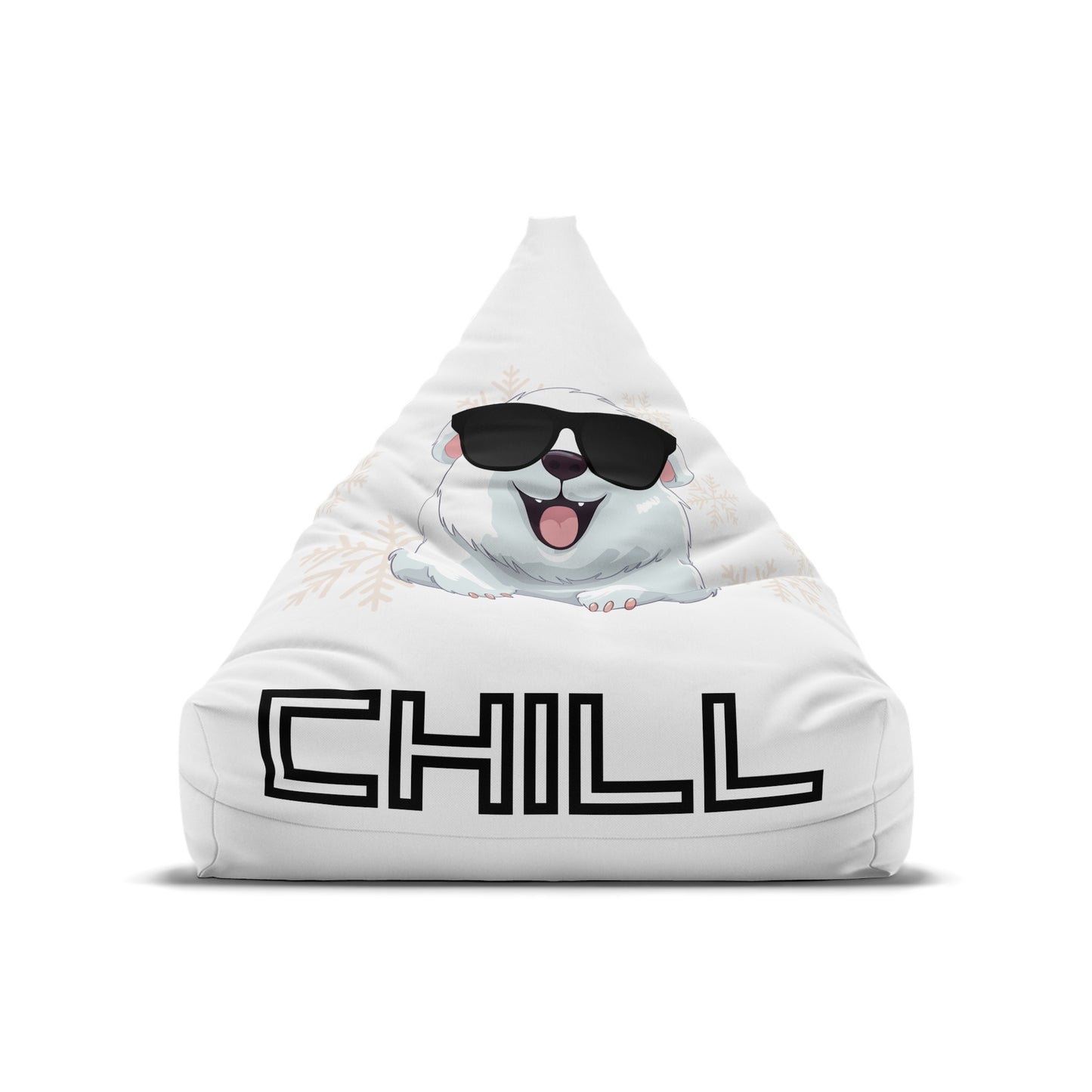 Chill w/ Polar Bear Bean Bag Chair Cover, White