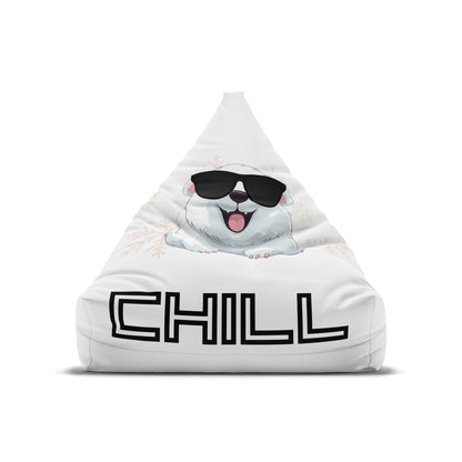 Chill w/ Polar Bear Bean Bag Chair Cover, White