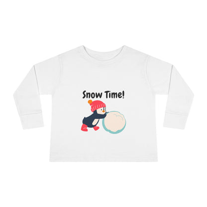Snow Time Toddler Long Sleeve Tee, penguin, Christmas, birthday