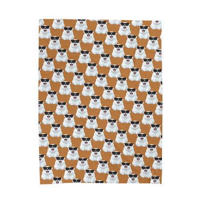 Polar Bear Velveteen Plush Blanket - Light Brown