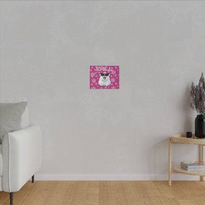 Chill, Polar Bear, Matte Canvas, Stretched 0.75", wall art, snowflakes - pink