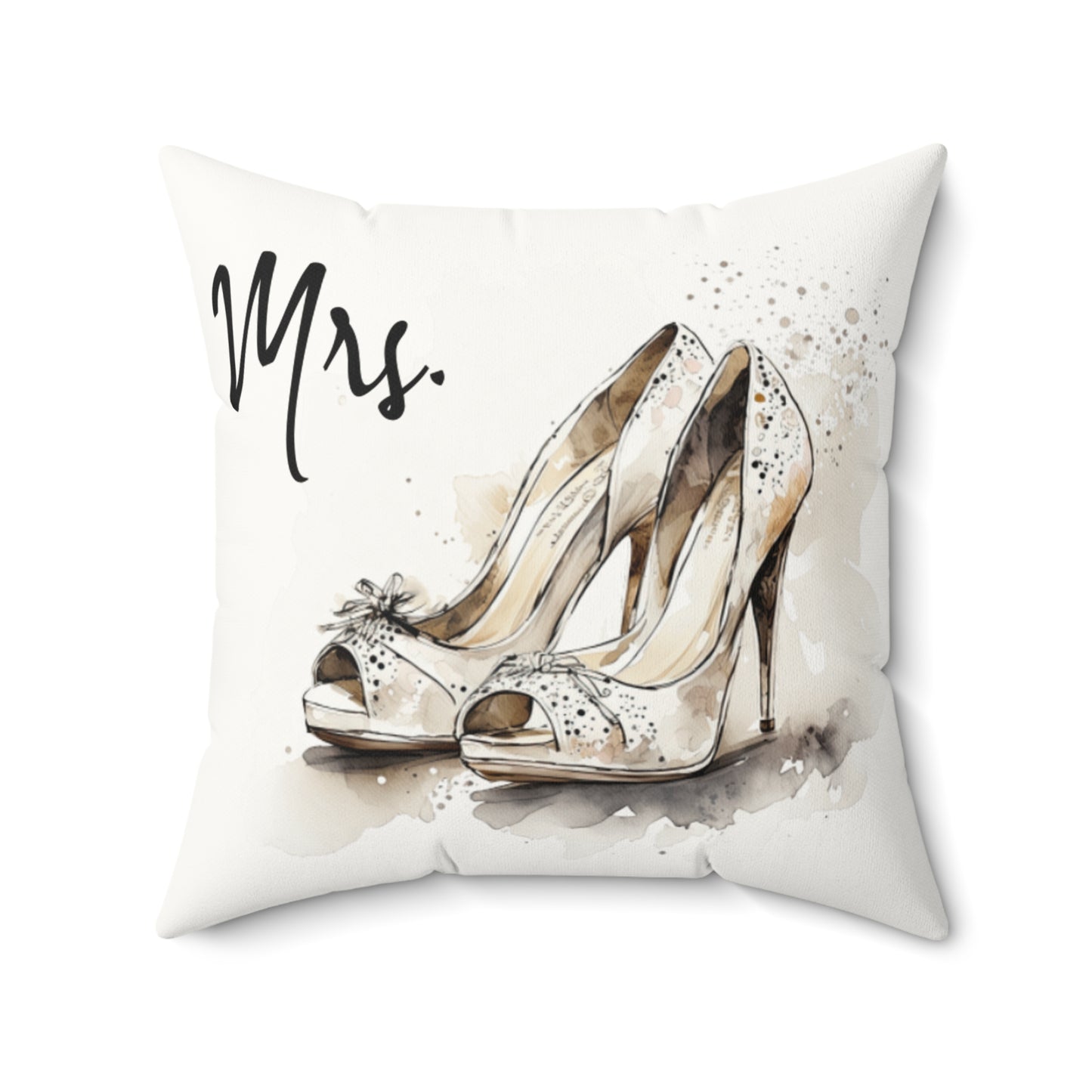 Mrs.' Faux Suede Pillow- vintage design, Wedding, Anniversary, ('Her' on back)