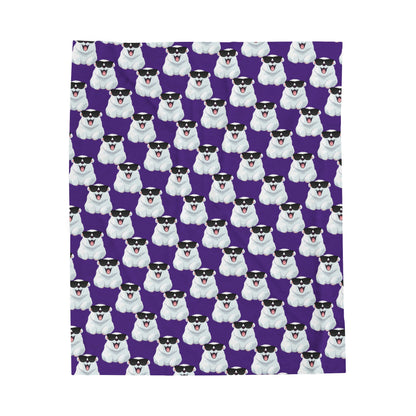 Polar Bear Velveteen Plush Blanket - Purple