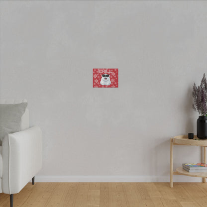 Chill, Polar Bear, Matte Canvas, Stretched 0.75", wall art, snowflakes - red