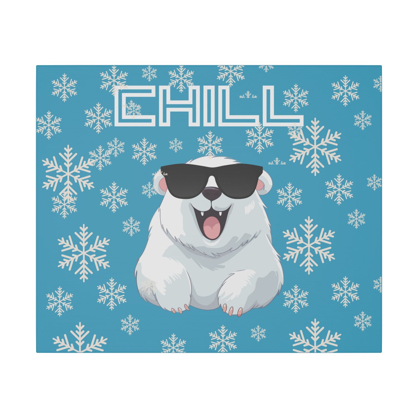 Chill, Polar Bear, Matte Canvas, Stretched 0.75", wall art, snowflakes