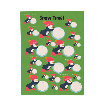 Snow Time Velveteen Plush Blanket - Green