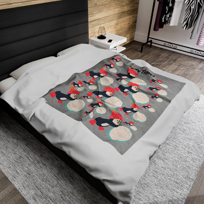 Snow Time Velveteen Plush Blanket - Light Gray
