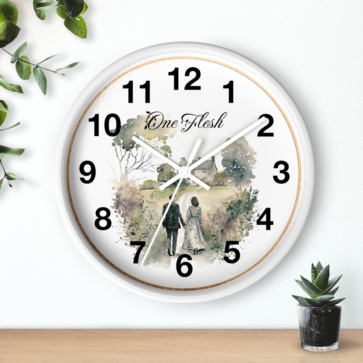 One Flesh Wall Clock, Christian, housewarming, new couple, vintage, wedding,