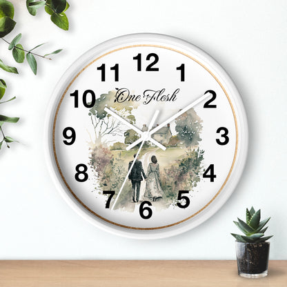 One Flesh Wall Clock, Christian, housewarming, new couple, vintage, wedding,