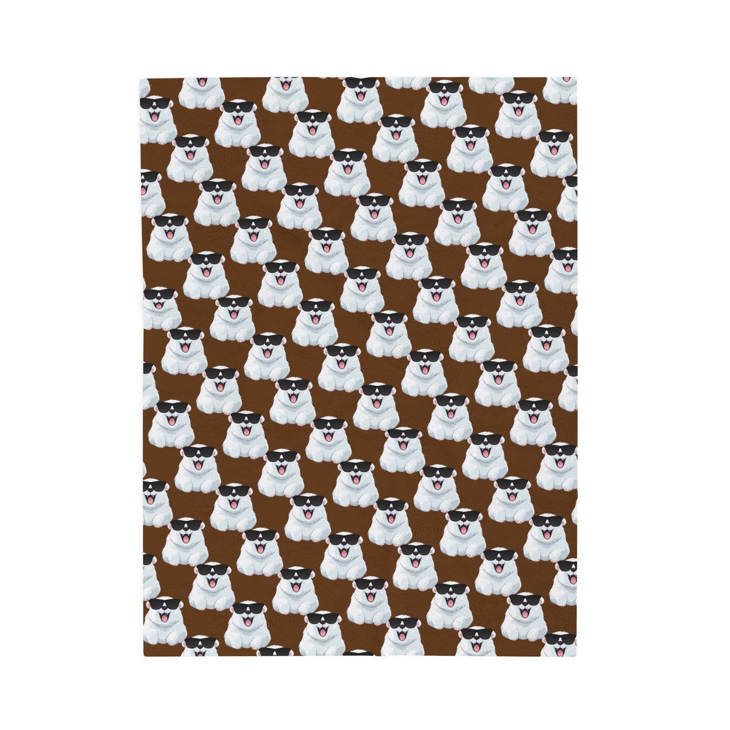 Polar Bear Velveteen Plush Blanket - Brown