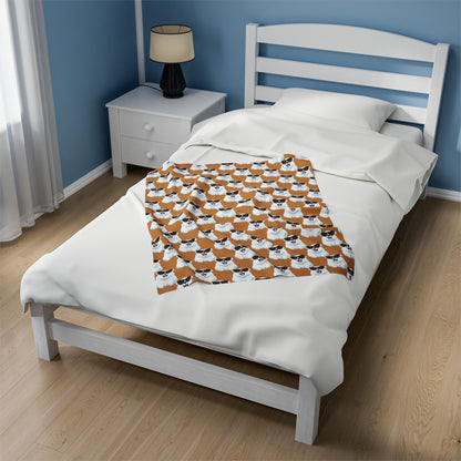 Polar Bear Velveteen Plush Blanket - Light Brown