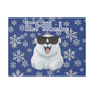 Chill, Polar Bear, Matte Canvas, Stretched 0.75", wall art, snowflakes - blue